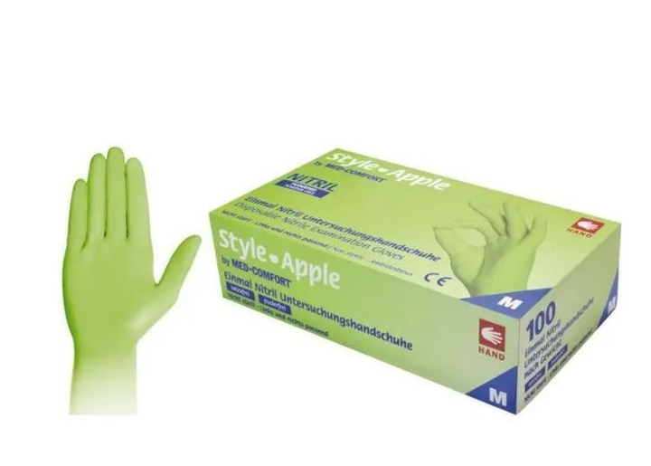 Нитриловые перчатки салатовые Apple M (7-8) - изображение 1