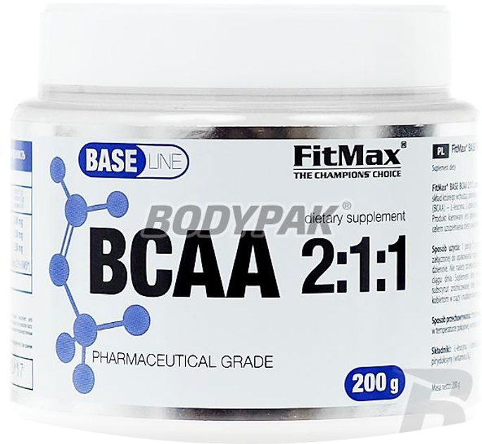 Aminokwasy Fitmax Base BCAA 2:1:1 200 g Jar (5907776170805) - obraz 1