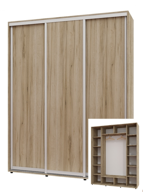 Шкаф-купе трехдверный Алекса 180*45*220 см Дуб крафт серый 3 двери ДСП ...