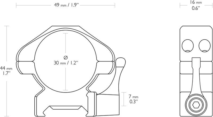 Кільця Hawke Precision Steel QD 30 мм. Сталь. Weaver - зображення 2