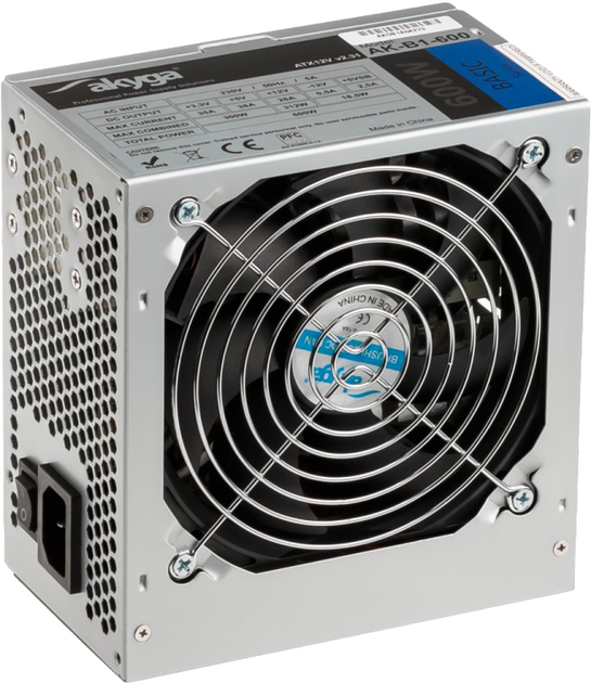 Блок питания AKYGA power supply unit 600 W 20+4 pin ATX ATX Grey (AK-B1-600) - изображение 3