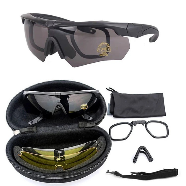 Окуляри тактичні / захисні тактичні окуляри з 3 лінзами з поляризацією / балістичні окуляри Cobra Tactic Armor - зображення 1