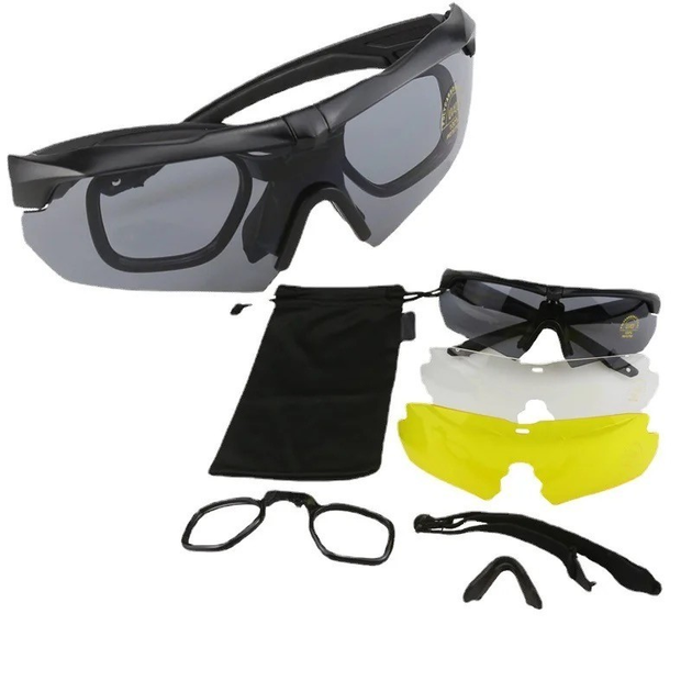 Окуляри тактичні / захисні тактичні окуляри з 3 лінзами з поляризацією / балістичні окуляри Cobra Tactic Armor - зображення 2
