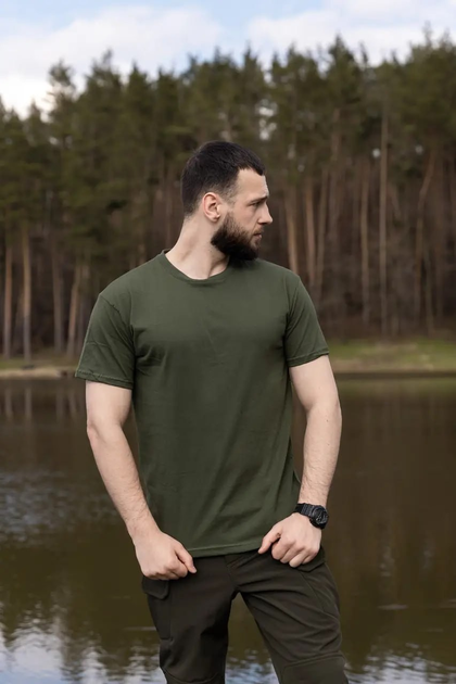 Тактическая камуфляжная футболка Олива (Размер 50) - изображение 1