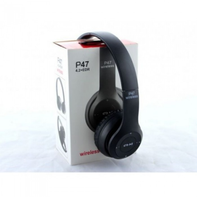 Беспроводные Наушники P-47 Bluetooth + MicroSD + FM Радио чёрные купить ...