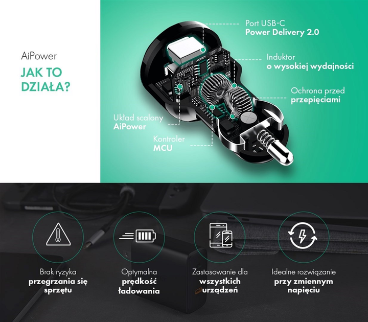 Ładowarka samochodowa Aukey CC-T11 Czarna (0601629299761) - obraz 7