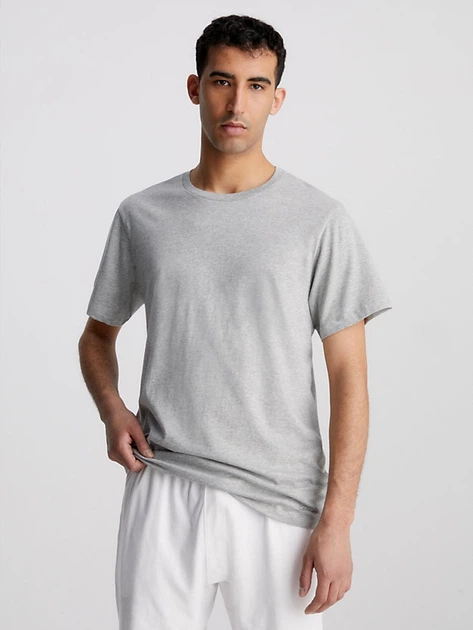 Набір футболок бавовняних довгих чоловічих Calvin Klein S/S Crew Neck 3Pk 000NB4011E-MP1 XL 3 шт Чорний/Білий/Сірий (8719853078358) - зображення 3