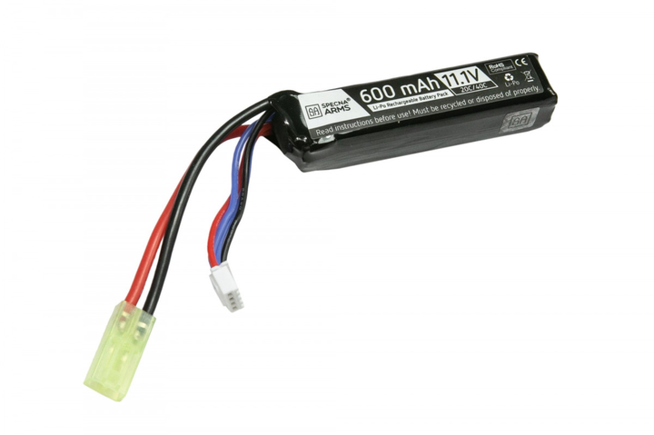 Аккумулятор Specna Arms LiPo 11,1 V 600mAh 20/40C Battery for PDW Tamiya Mini - зображення 1