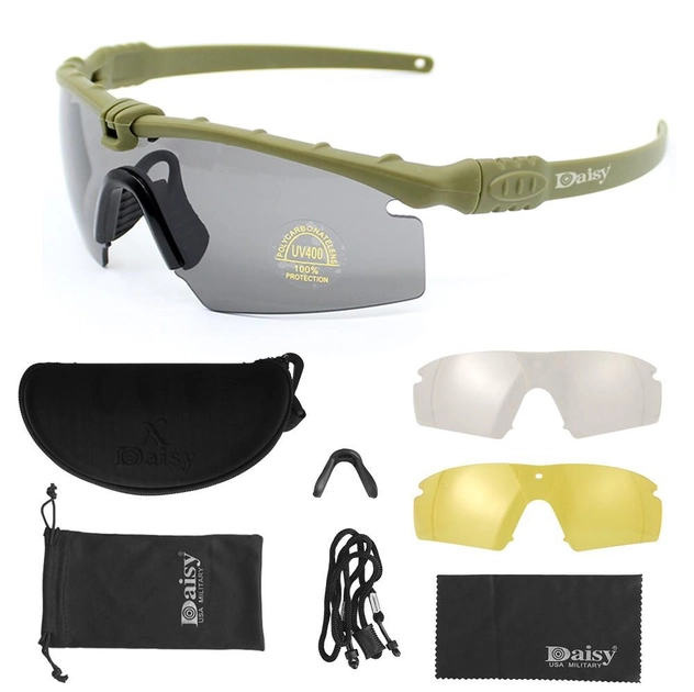 Тактические защитные очки Daisy X11,очки для,олива,с поляризацией - изображение 1