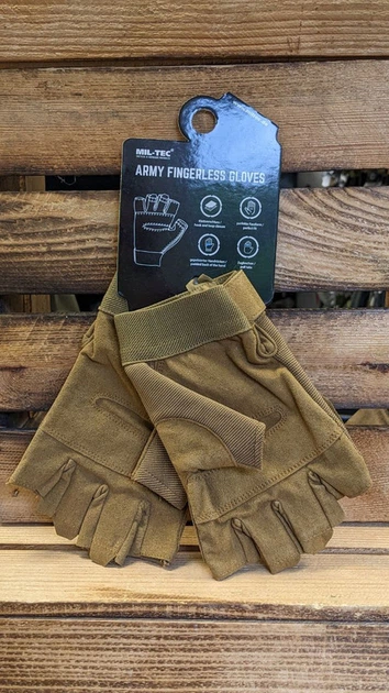 Рукавиці тактичні Mil-Tec Короткопалі S Койот ARMY FINGERLINGE DARK COYOTE (12538519-902-S) - изображение 3