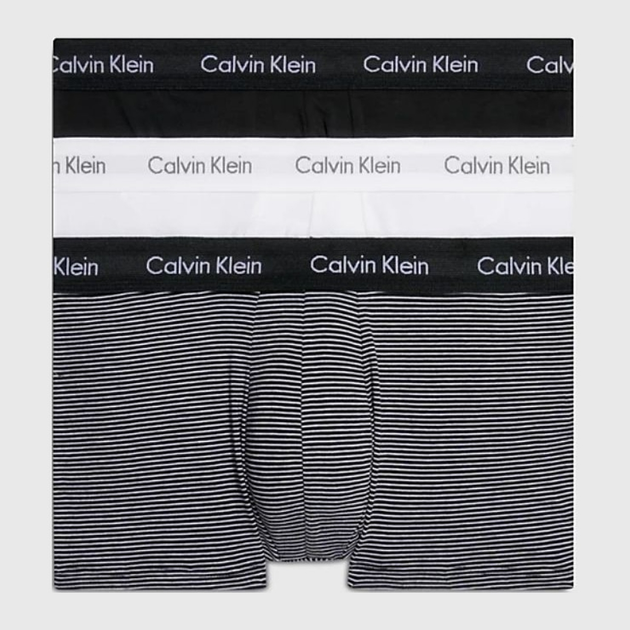 Calvin Klein Underwear Low Rise Trunk 0000U2664G-IOT M 3 szt. Czarny/Biały/Szary W Paski (8719851968620) - obraz 1