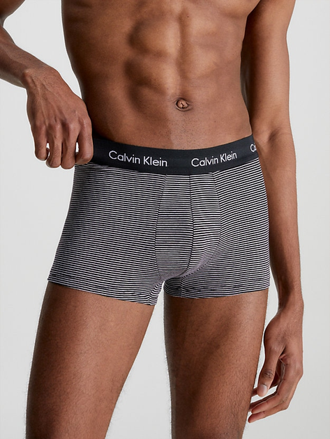 Calvin Klein Bielizna Low Rise Trunk 0000U2664G-IOT L 3 szt. Czarny/Biały/Szary W Paski (8719851968637) - obraz 2