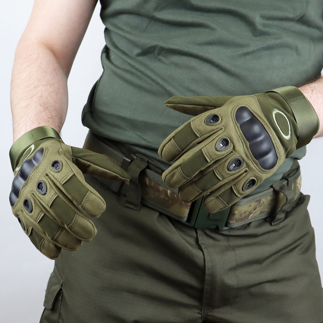 Тактические рукавицы Oakley полнопалые размер XL Олива - изображение 1