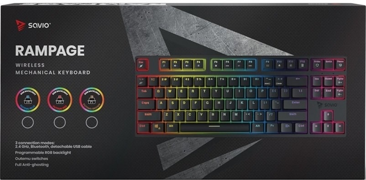 Klawiatura przewodowa Savio Rampage Outemu Blue USB Black (GK-RAMPAGE BLUE) - obraz 7