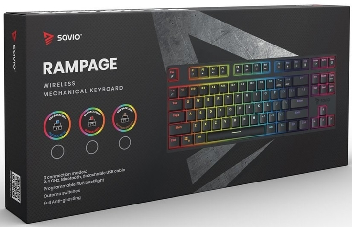 Клавіатура дротова Savio Rampage Outemu Red USB Black (GK-RAMPAGE RED) - зображення 8