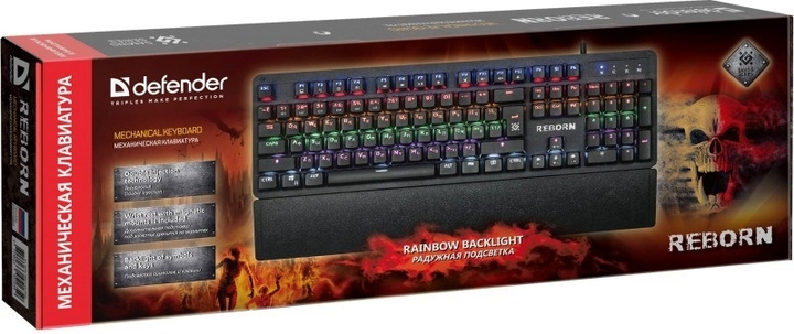 Klawiatura przewodowa Defender Reborn GK-165DL USB Czarna (45166) - obraz 4