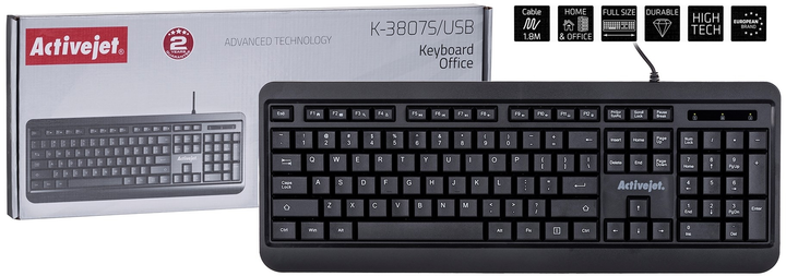 Klawiatura przewodowa Activejet K-3807S USB Czarna - obraz 7