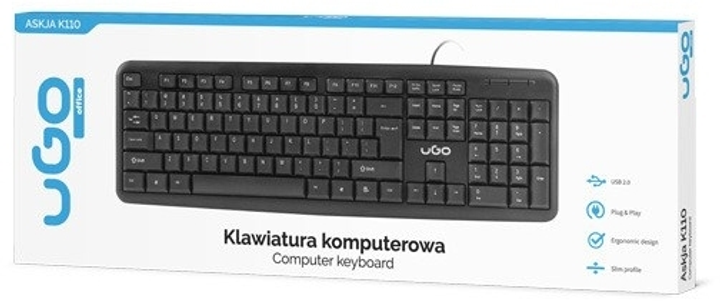 Klawiatura przewodowa Ugo Askja K110 USB Czarna (UKL-1588) - obraz 4