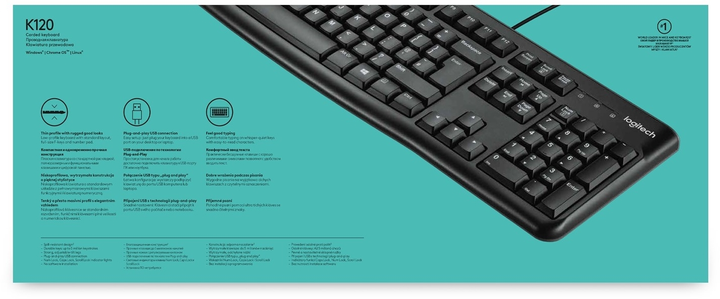 Klawiatura przewodowa Logitech K120 USB Czarna (920-002479) - obraz 9