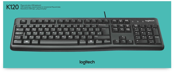 Klawiatura przewodowa Logitech K120 USB Czarna (920-002479) - obraz 10