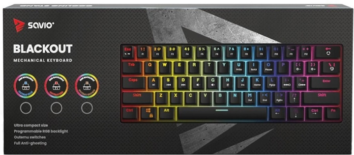 Klawiatura przewodowa Savio Blackout Outemu Brązowa USB Czarna (BLACKOUT BRĄZOWA) - obraz 6