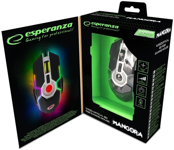 Mysz Esperanza Mangora USB RGB Czarna (EGM701) - obraz 3