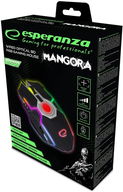 Mysz Esperanza Mangora USB RGB Czarna (EGM701) - obraz 4