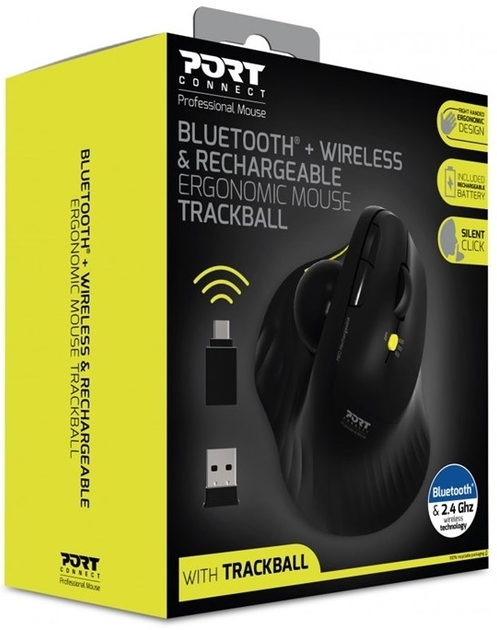 Mysz PORT Designs 900719 Trackball Wireless/Bluetooth Black (900719) - obraz 8