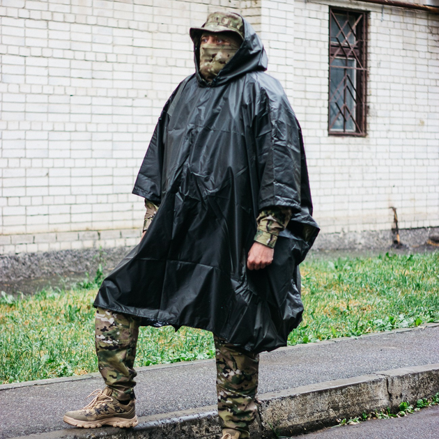 Дождевик пончо Хаки для военных, плащ-палатка тактический рип-стоп. - изображение 1