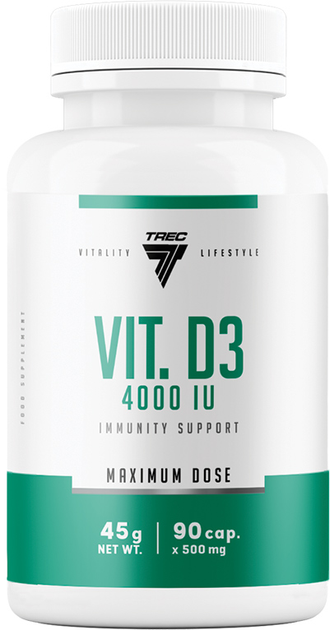 Witamina D3 Trec Nutrition Vit. D3 4000 IU 90 kapsułek (5902114019174) - obraz 1