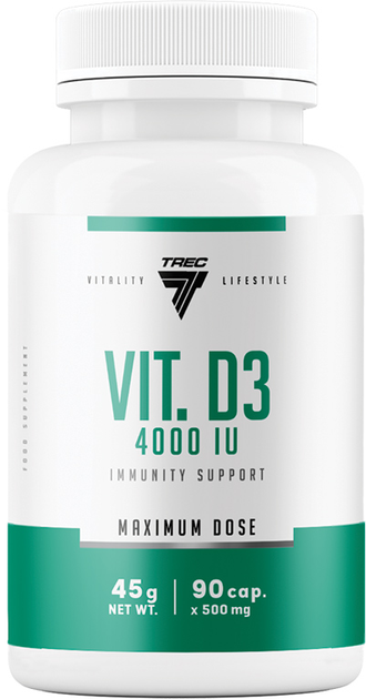 Вітамін D3 Trec Nutrition Vit. D3 4000 IU 90 капсул (5902114019174) - зображення 1