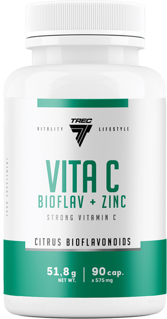 Вітамін С + Екстракт цитрусових біофлавоноїдів + Цинк Trec Nutrition Vita C Bioflav + Zinc 90 капсул (5902114043445) - зображення 1