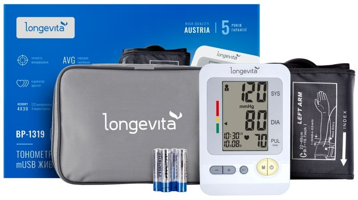 Тонометр LONGEVITA BP-1319 автоматичний USB на плече гарантія 5 років - зображення 1