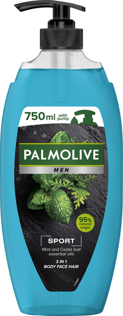Акція на Гель для душу Palmolive Men Sport Ефірні олії м'яти та листя кедра 750 мл від Rozetka