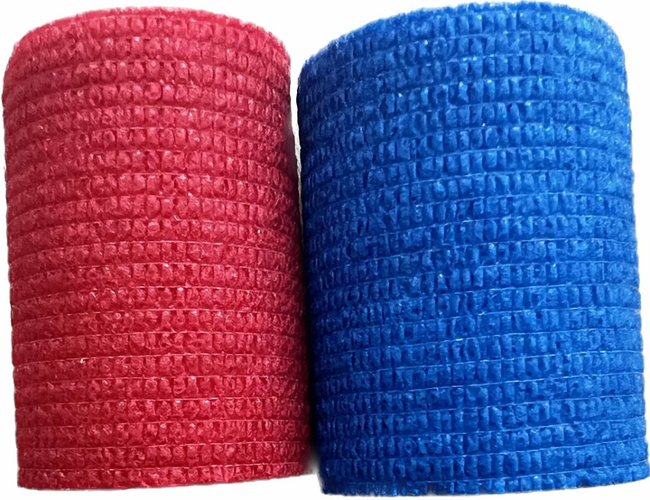 Пов'язка самофіксуюча бинт когезивний 2шт 6х300см Sensiplast червоно-синій - изображение 2