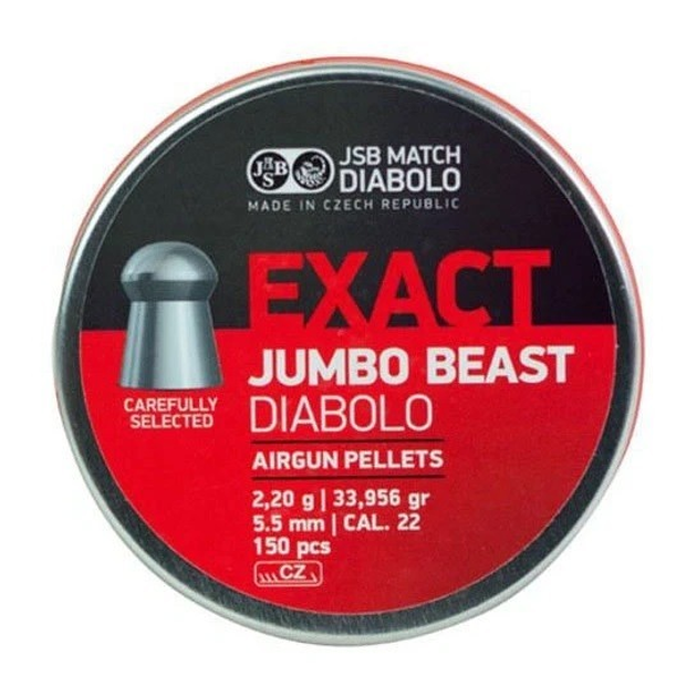 Пули пневматические JSB Exact Jumbo Beast. Кал. 5.52 мм. Вес - 2.20 г. 150 шт/уп - изображение 1