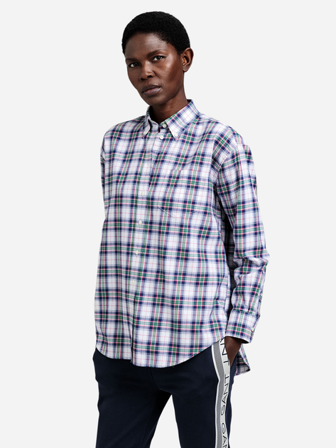 Сорочка жіноча GANT Flannel Check Relaxed Shirt 4300052 42 Біла (7325705876587) - зображення 1