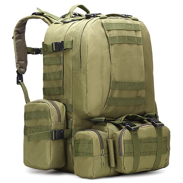 Військово-тактичний рюкзак 60 л з додатковими підсумками 4в1 олива - зображення 1