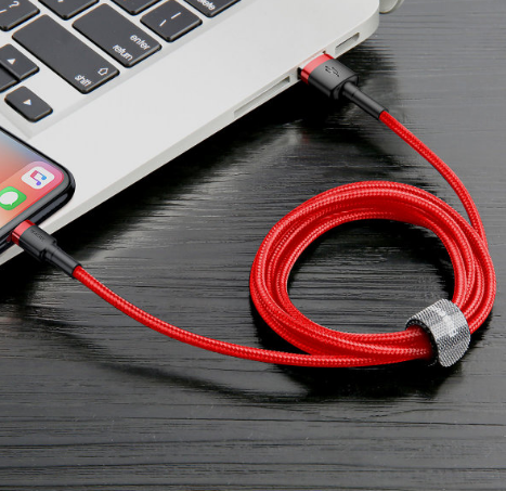 Кабель USB Baseus Cafule Lightning Cable 3M 2A Червоний (CALKLF-R09) - Фото 3 Кабель USB Baseus Cafule Lightning Cable 3M 2A Червоний (CALKLF-R09) - зображення 3
