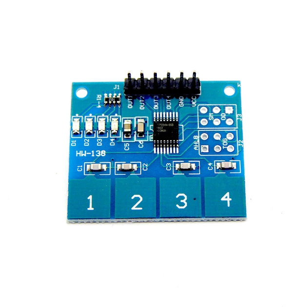 Клавиатура сенсорный модуль TTP 224 для Arduino - Фото 4 Клавиатура сенсорный модуль TTP 224 для Arduino - изображение 4
