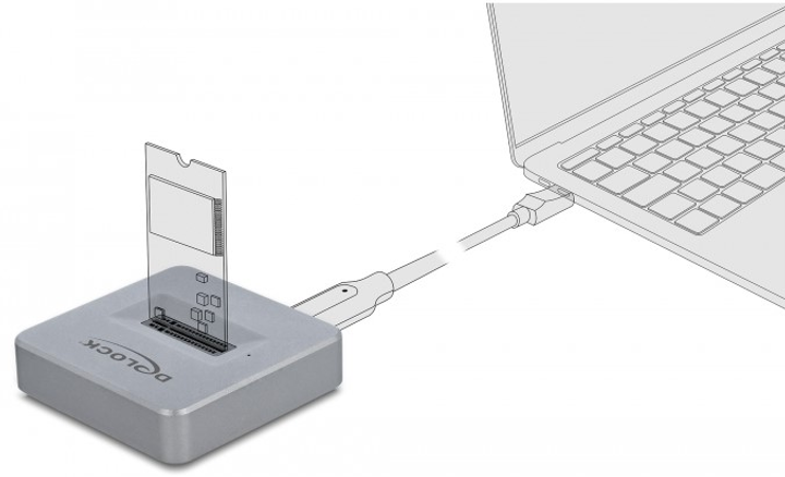 Док-станція Delock для M.2 NVMe PCIe SSD USB Type-C 3.2 Silver - зображення 2