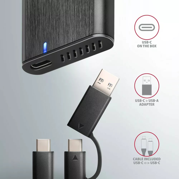 Zewnętrzna kieszeń Axagon na SSD M.2 SATA USB Type-C 3.2 Czarna (EEM2-SB2) - obraz 6