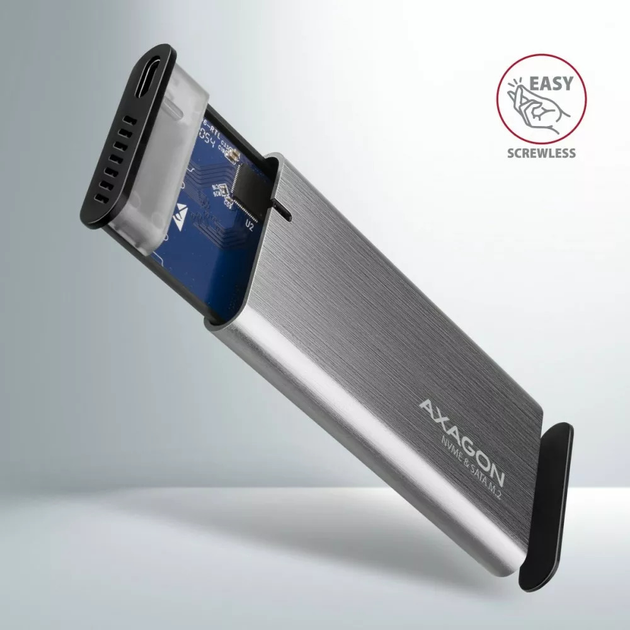 Zewnętrzna kieszeń Axagon na SSD M.2 SATA USB Type-C 3.2 Srebrna (EEM2-SG2) - obraz 3