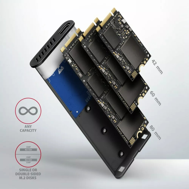 Zewnętrzna kieszeń Axagon na SSD M.2 SATA USB Type-C 3.2 Srebrna (EEM2-SG2) - obraz 8