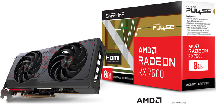 Karta graficzna Sapphire PCI-Ex Radeon RX 7600 Pulse OC Edition 8GB GDDR6 (128bit) (2755/18000) (HDMI, 3 x DisplayPort) (11324-01-20G) - obraz 8