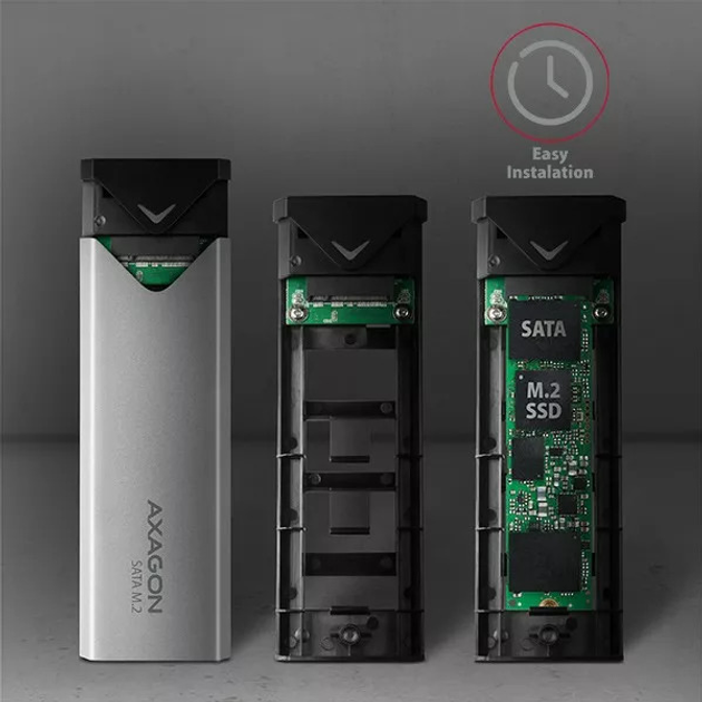 Зовнішня кишеня Axagon для SSD M.2 SATA USB Type-C 3.2 Silver (EEM2-U3C) - зображення 4