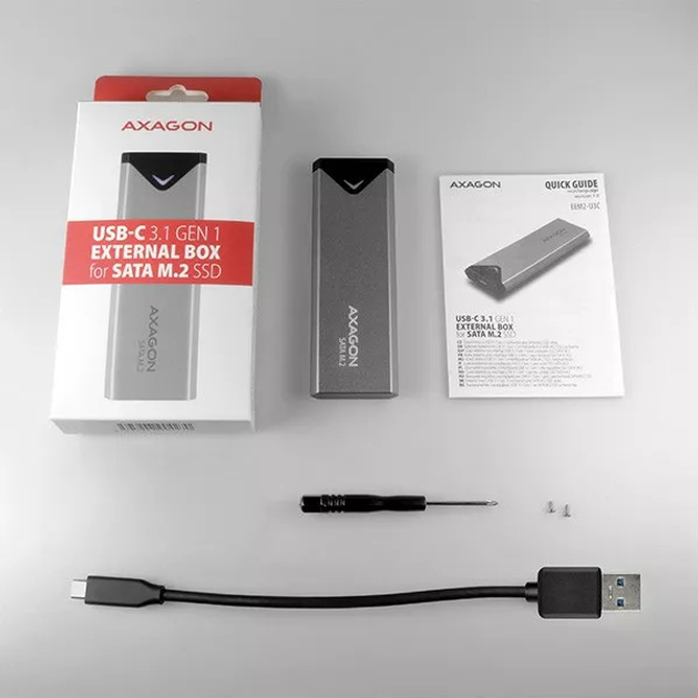 Зовнішня кишеня Axagon для SSD M.2 SATA USB Type-C 3.2 Silver (EEM2-U3C) - зображення 7