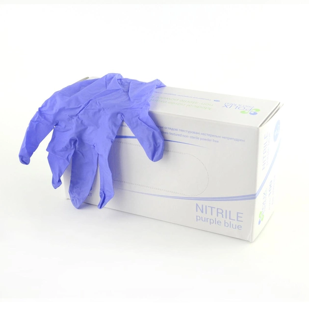 Рукавички Нітрилові неопудрені Polix PRO&MED™ блакитні Purple Blue (100 шт/пач) S - зображення 1