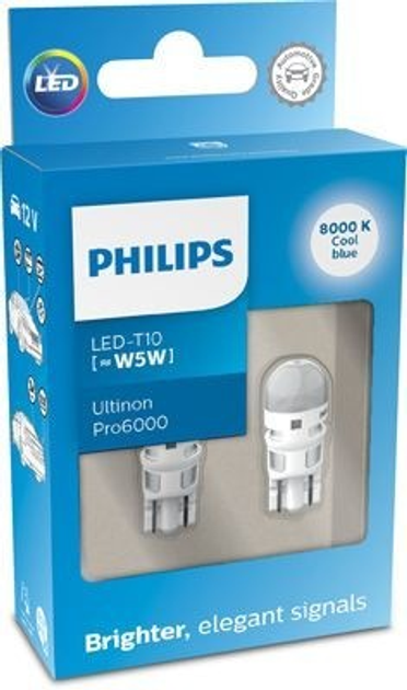 Автомобильные Светодиодные Лампы Philips W5w T10 (w2,1x9,5d) Ultinon Pro6000  (2 Шт.) 4000к, 6000к, 8000к, Янтарные 11961cu60x2 - Signal Lamp - AliExpress