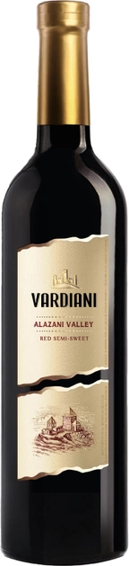Вино Vardiani Алазанская долина красное полусладкое 0.75 л 9-13% (4820188110669) - изображение 1